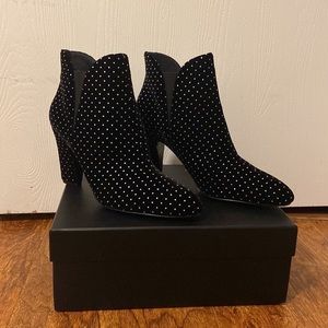black booties with rhinestones